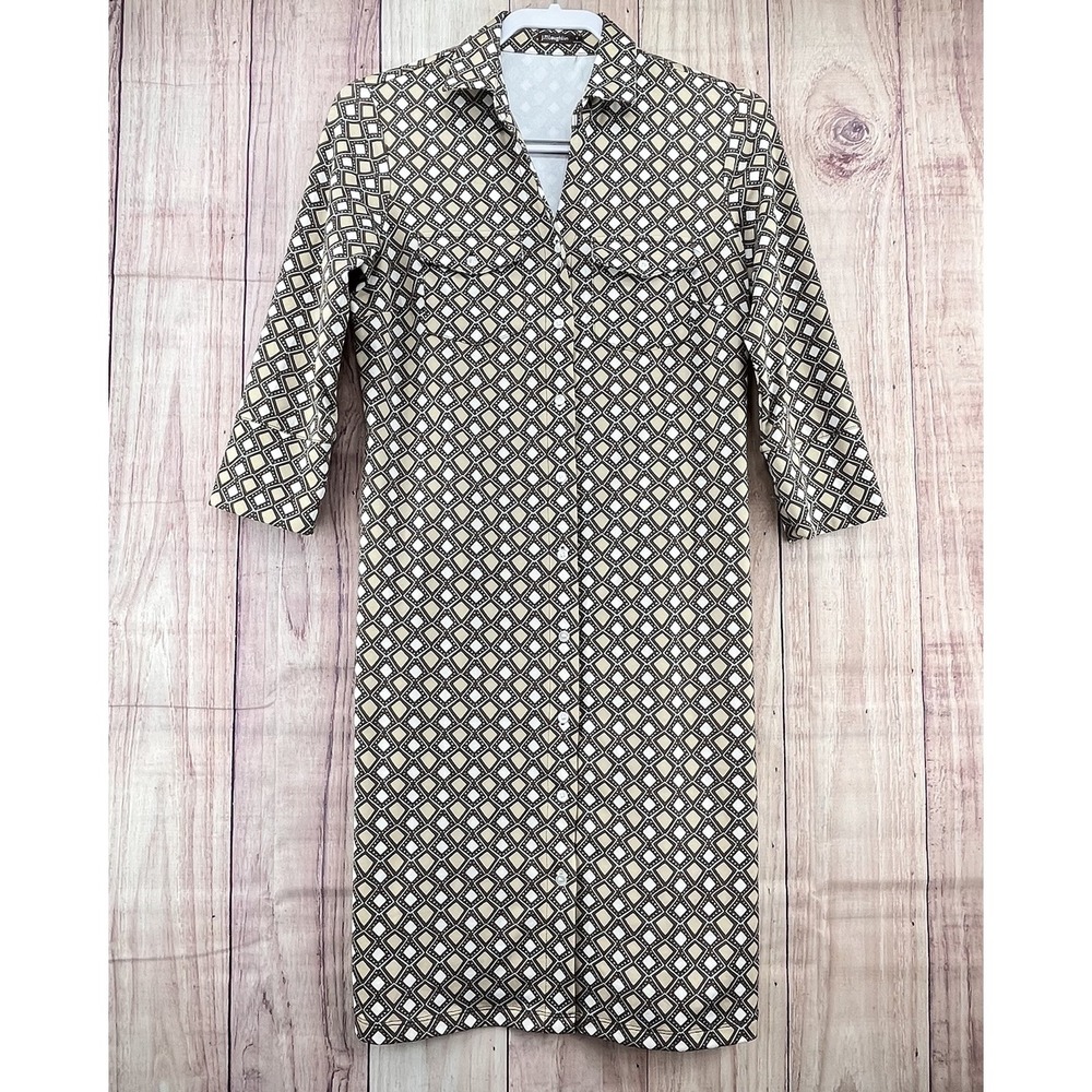 J. McLaughlin‎ Catalina Cloth Knit Button Front Dress Sz S Preppy Minimalist